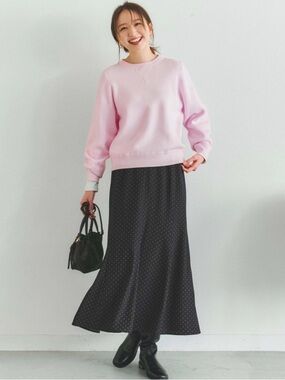 NWT Uniqlo Japan Polka Dot Mermaid Maxi Skirt Black Size L US M